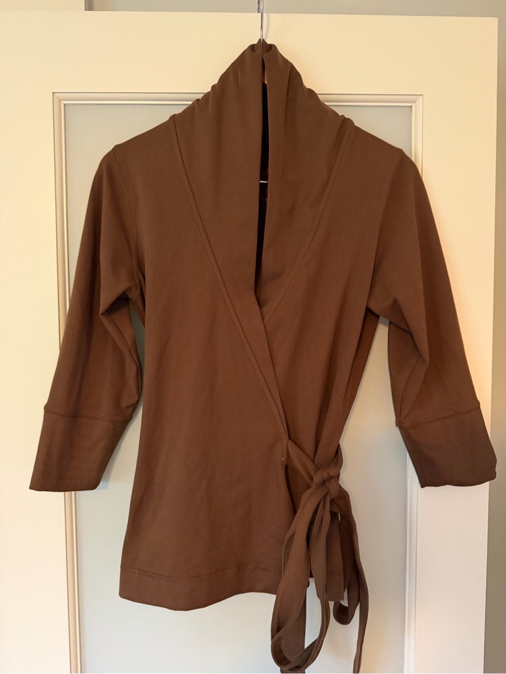 Lucy Brand Brown Wrap Front Tie Workout Top